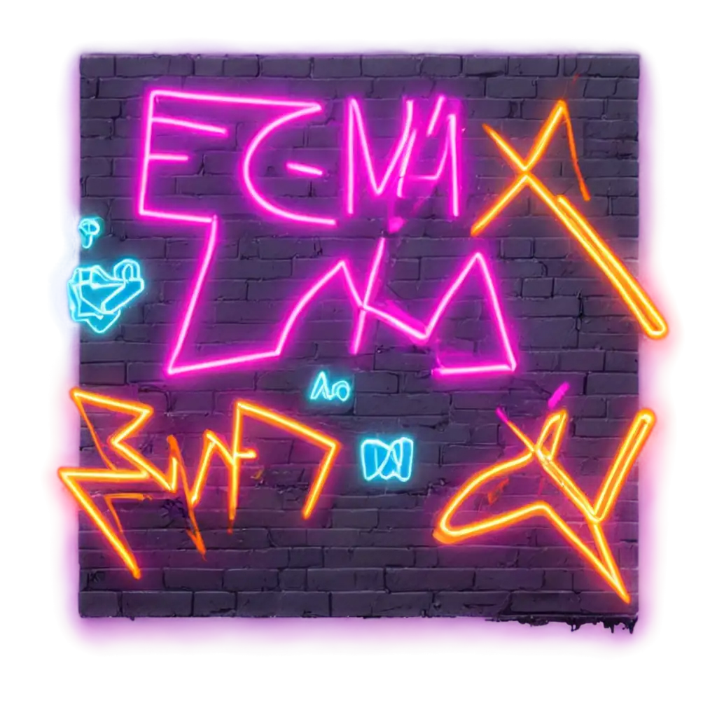 Technopunk-Styled-Wall-Graffiti-with-Neon-Paint-HighRendered-2D-Pixel-PNG-Image