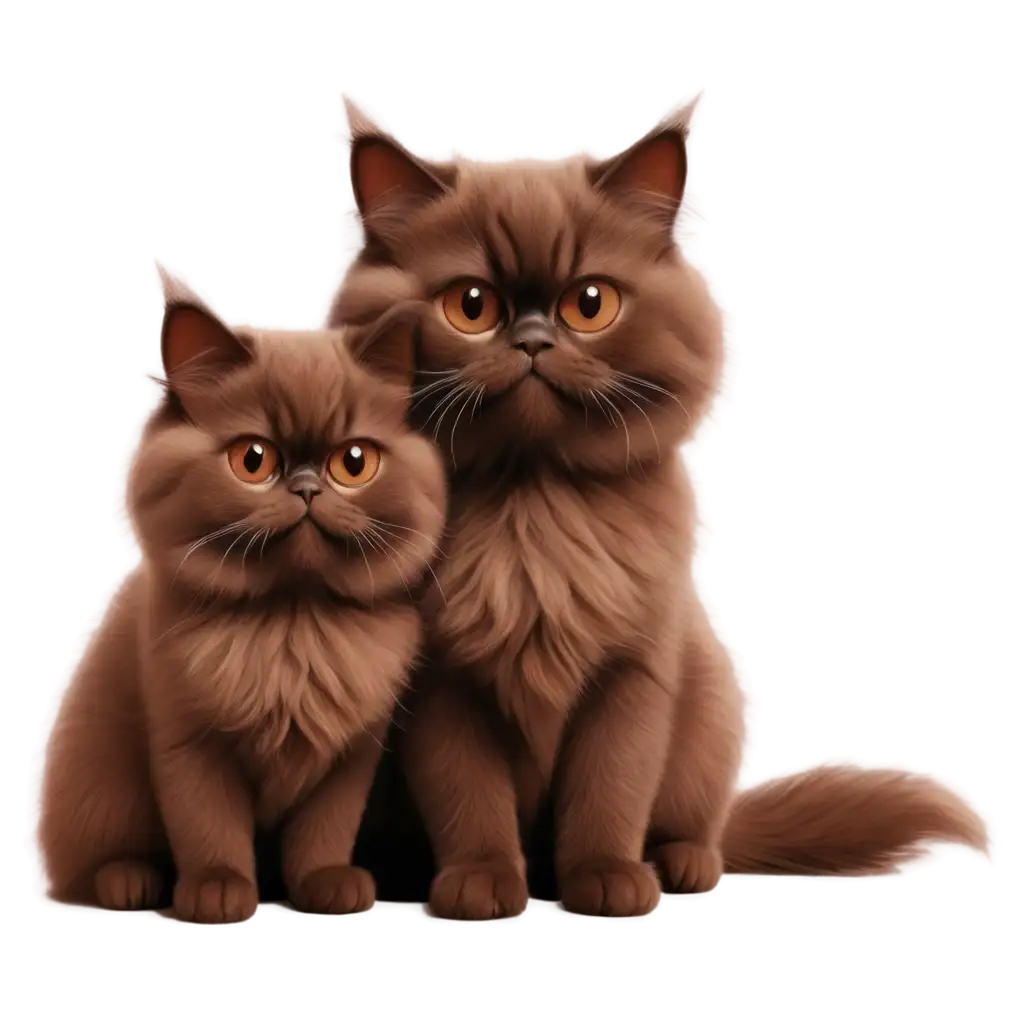 Realistic-Dark-Brown-Persian-Cat-Couple-in-Love-PNG-Image