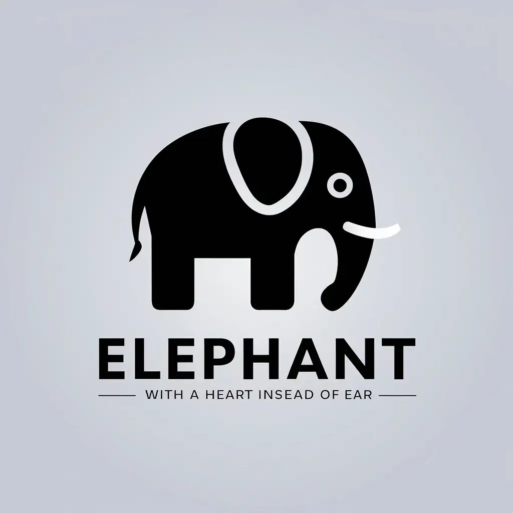 a vector logo design,with the text "elephant with a heart instead of ear", main symbol:elephant,Minimalistic,be used in Technology industry,clear background