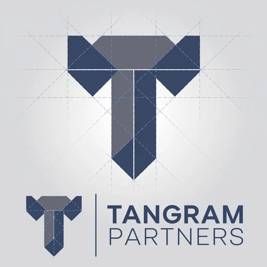 LOGO Design for Tangram Partners Modern Timeless with Blue Gray Puzzle Theme