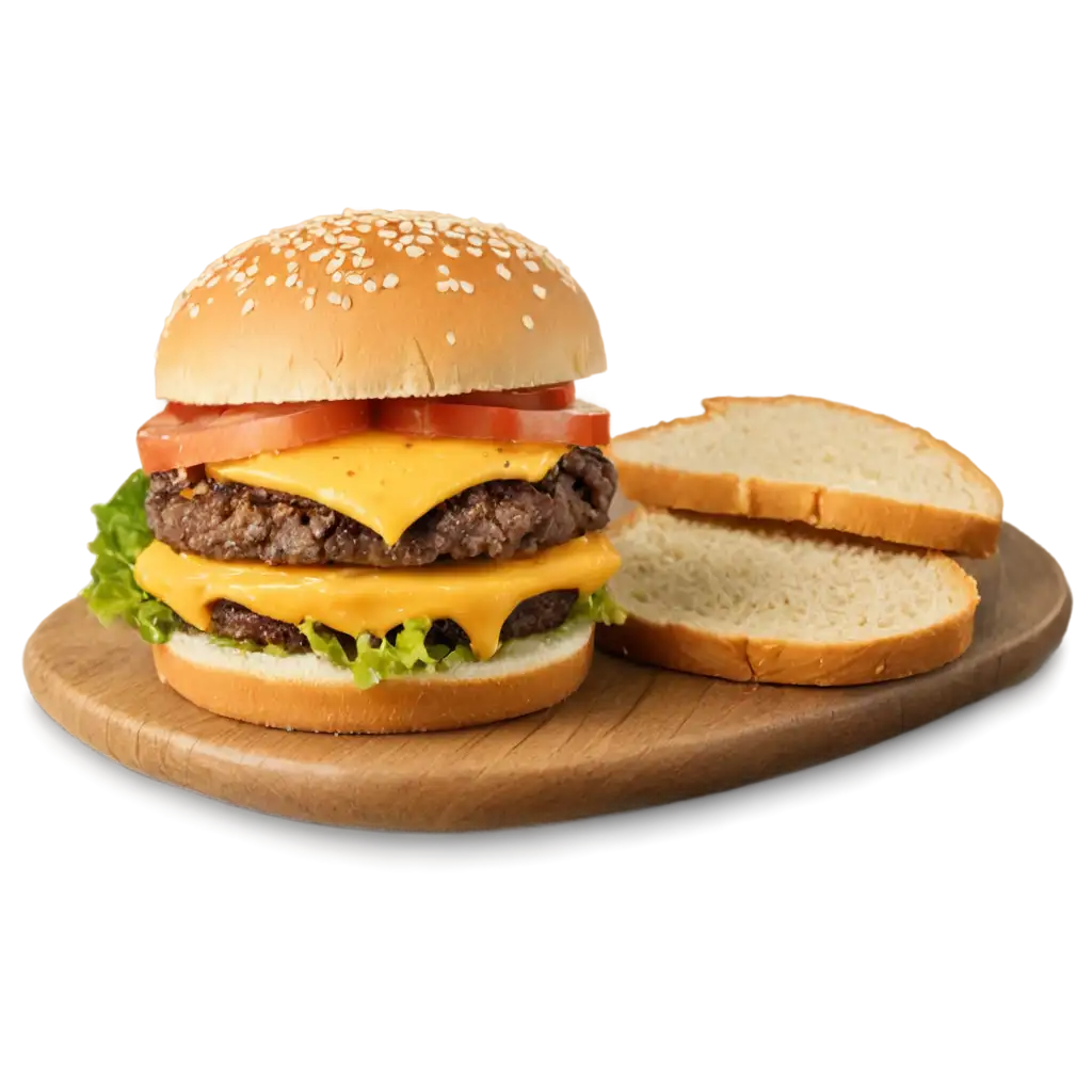 Delicious-Hamburger-with-Bread-and-Cheese-PNG-Image-Gourmet-Food-Art