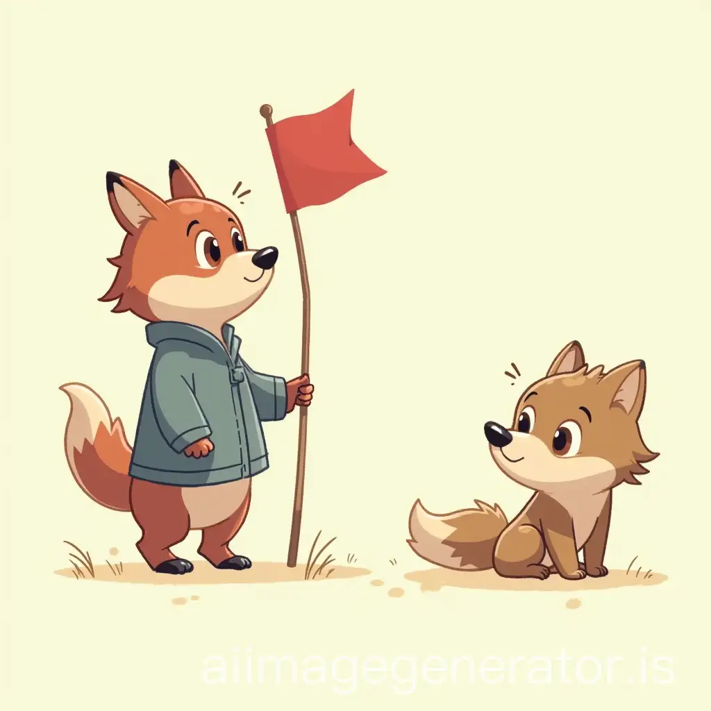 Cartoon-Animal-Characters-with-Red-Flag-and-Lost-Item-AdventureAI-Art-Prompt-Expansion