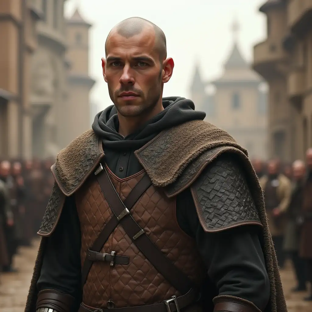 Short-Medieval-Mercenary-with-Bald-Head-in-a-Medieval-City