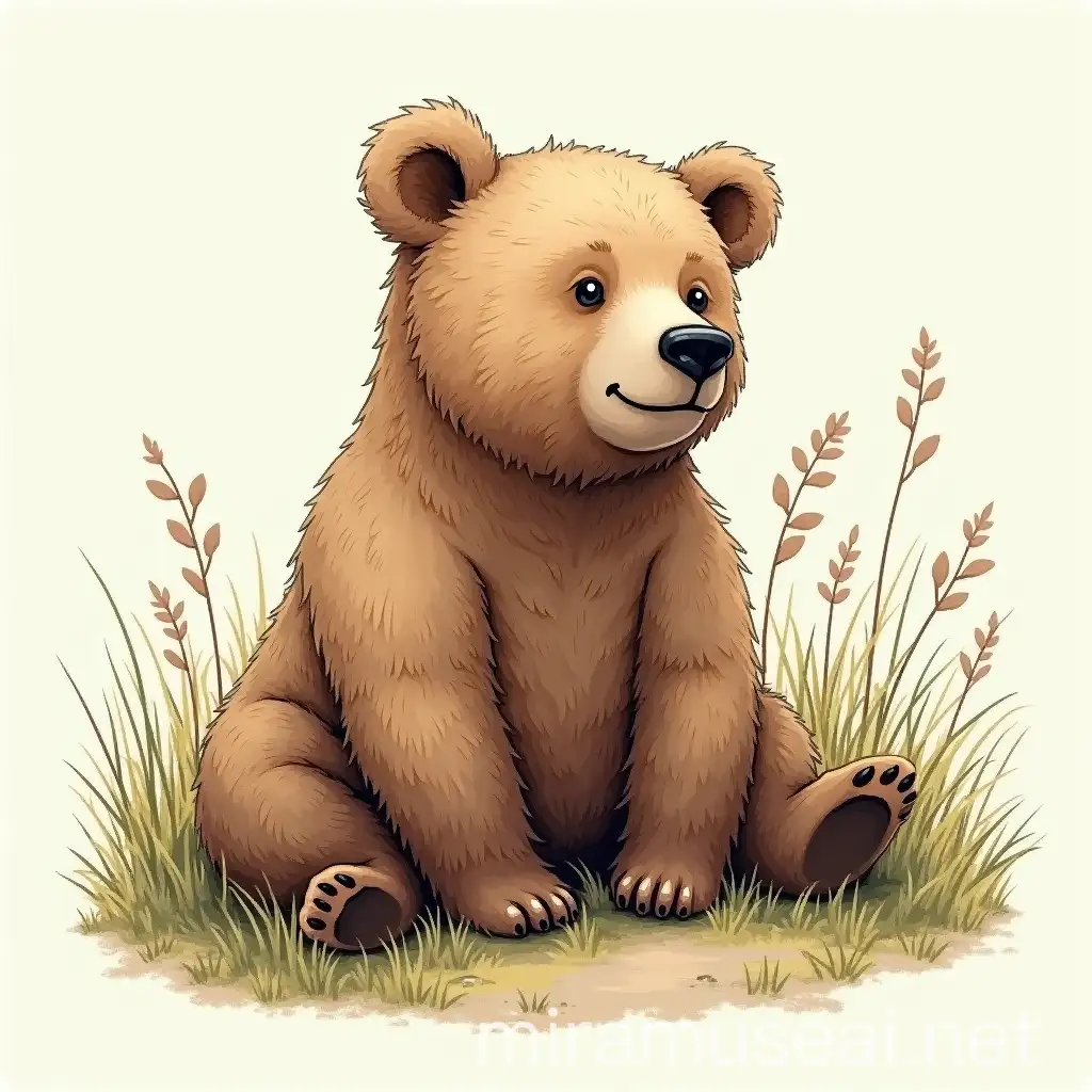 Bear in Natural Habitat Wildlife Drawing