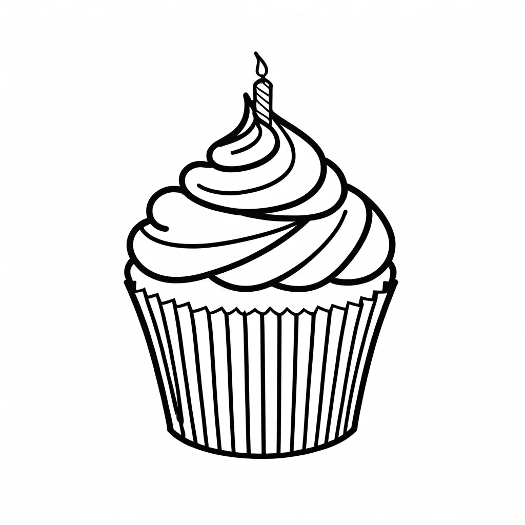 Birthday-Cupcake-Coloring-Page-with-Simplicity-and-Ample-White-Space