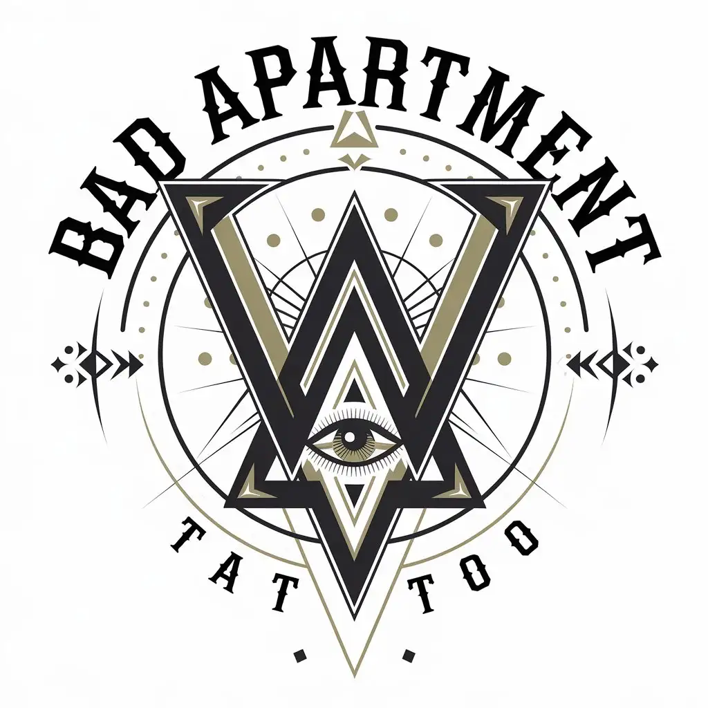 LOGO-Design-For-Bad-Apartment-Esoteric-Triangle-and-Eye-in-Black-Green-and-Gold