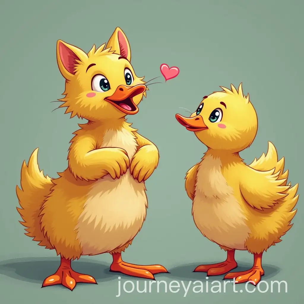 Cat-and-Duck-Poses-Playful-Animal-Interaction