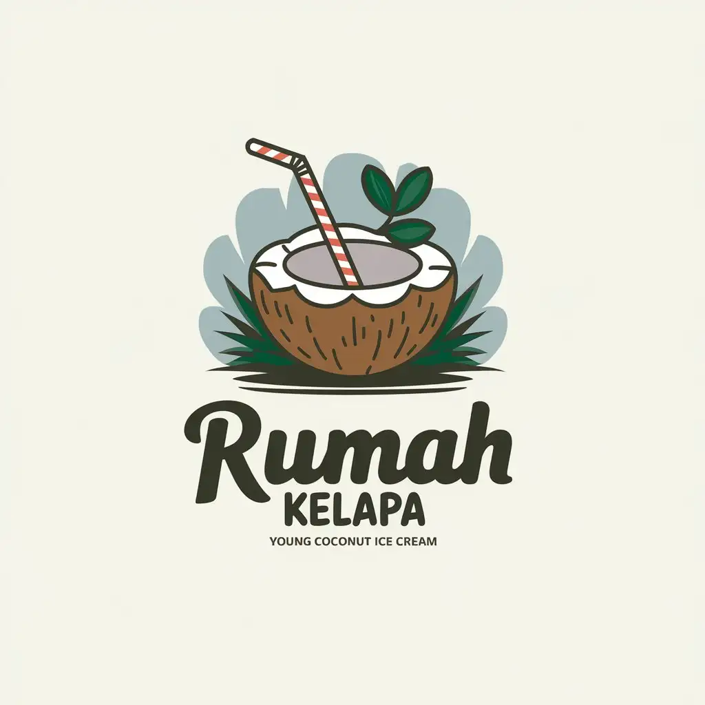 LOGO-Design-for-RUMAH-KELAPA-Shop-for-Young-Coconut-Ice-Cream-Vector-Design-with-Clear-Background