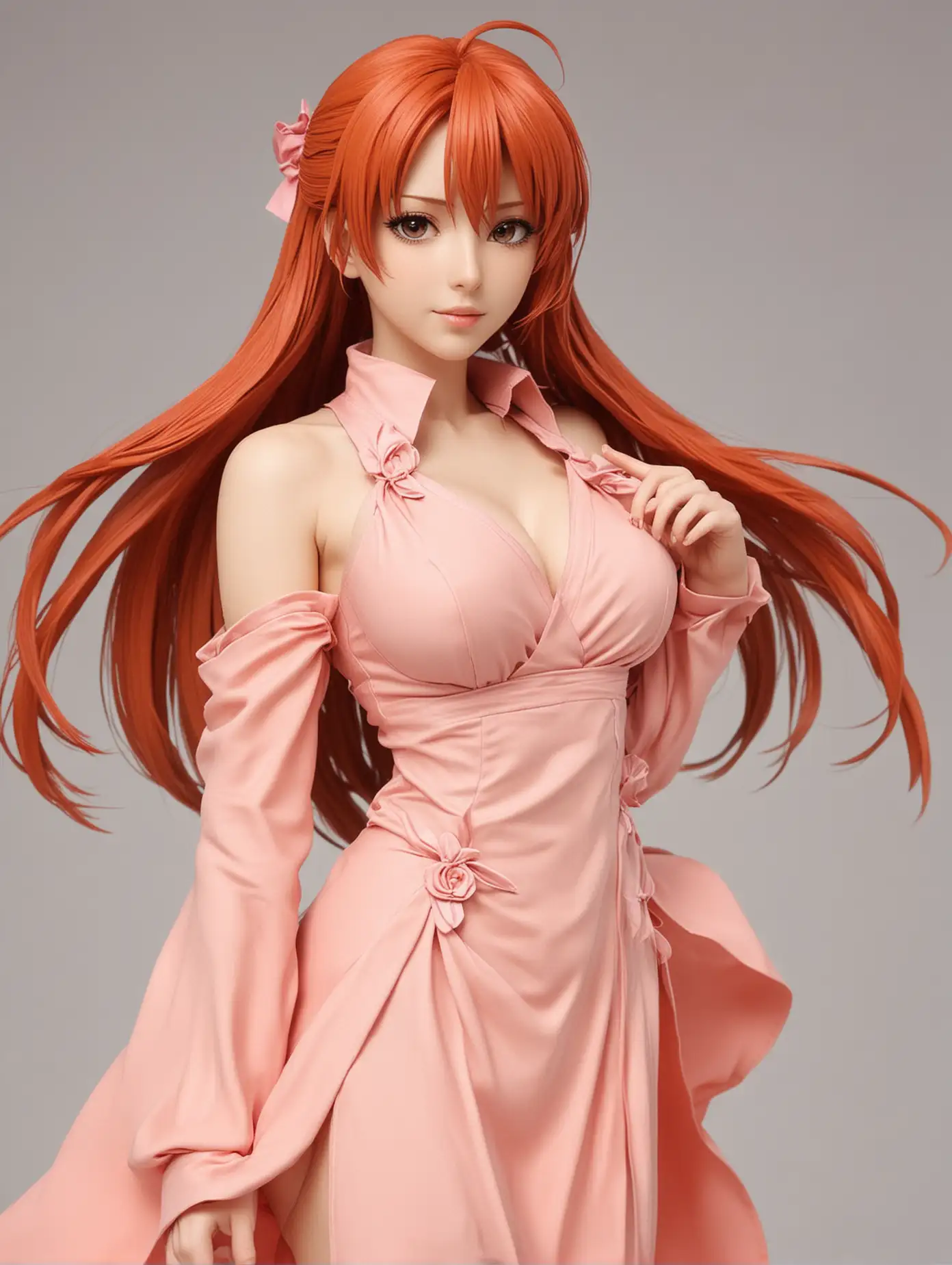 Elegant-Redhead-Sekirei-Matsu-in-PeachColored-Dress