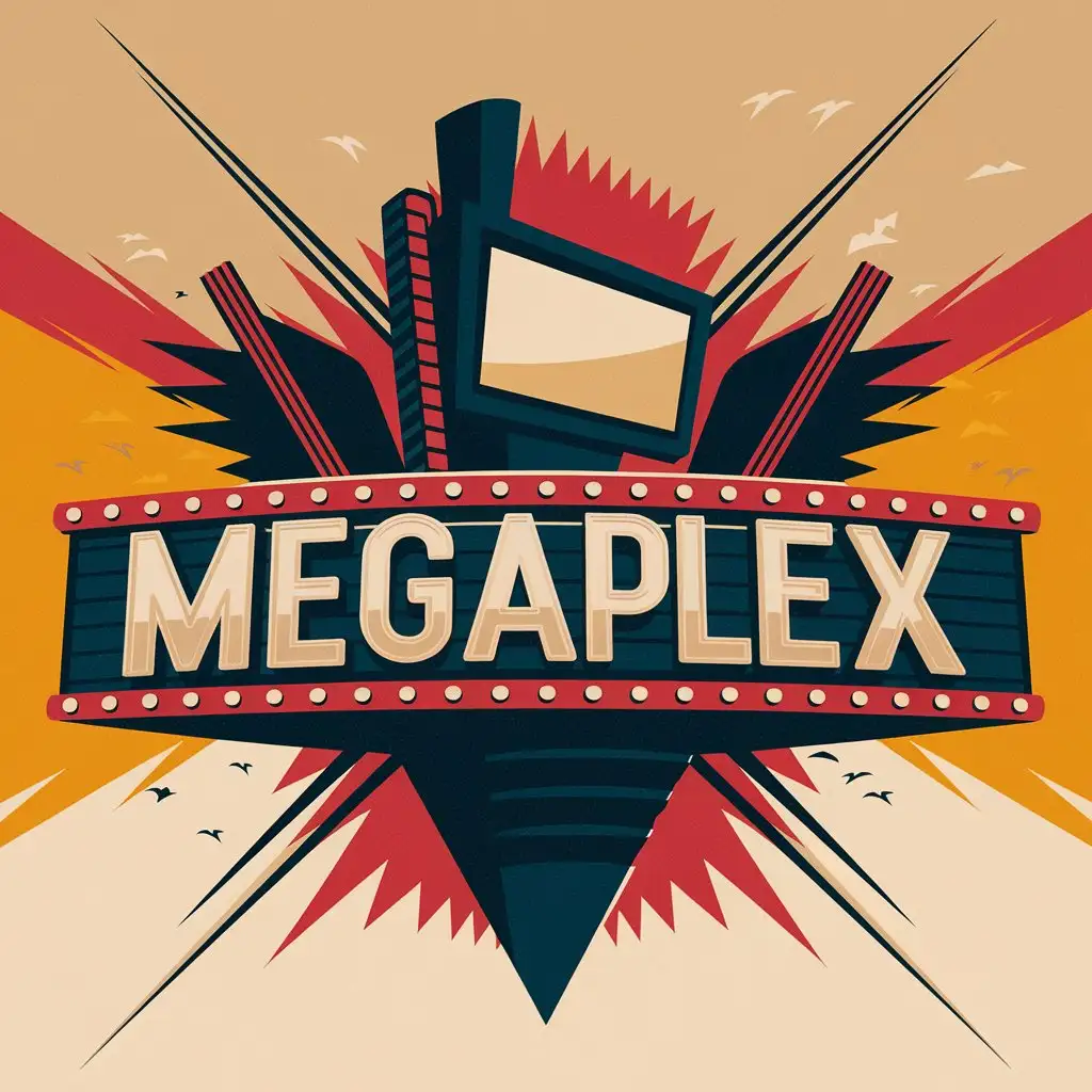 LOGO Design for Megaplex DriveIn Movies Theme with White Text on a PNG Background