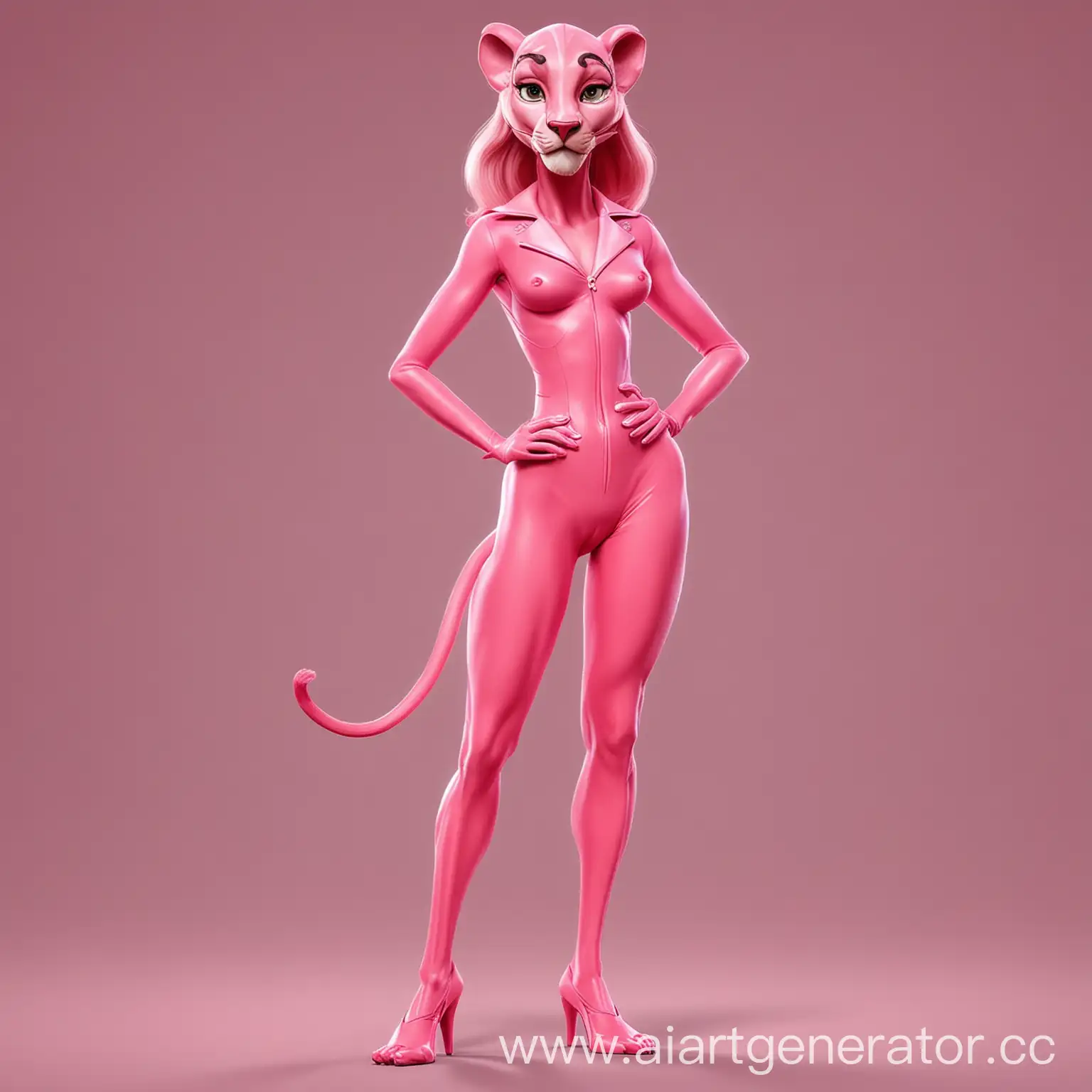 Cartoon-Pink-Panther-Woman-Standing-Tall