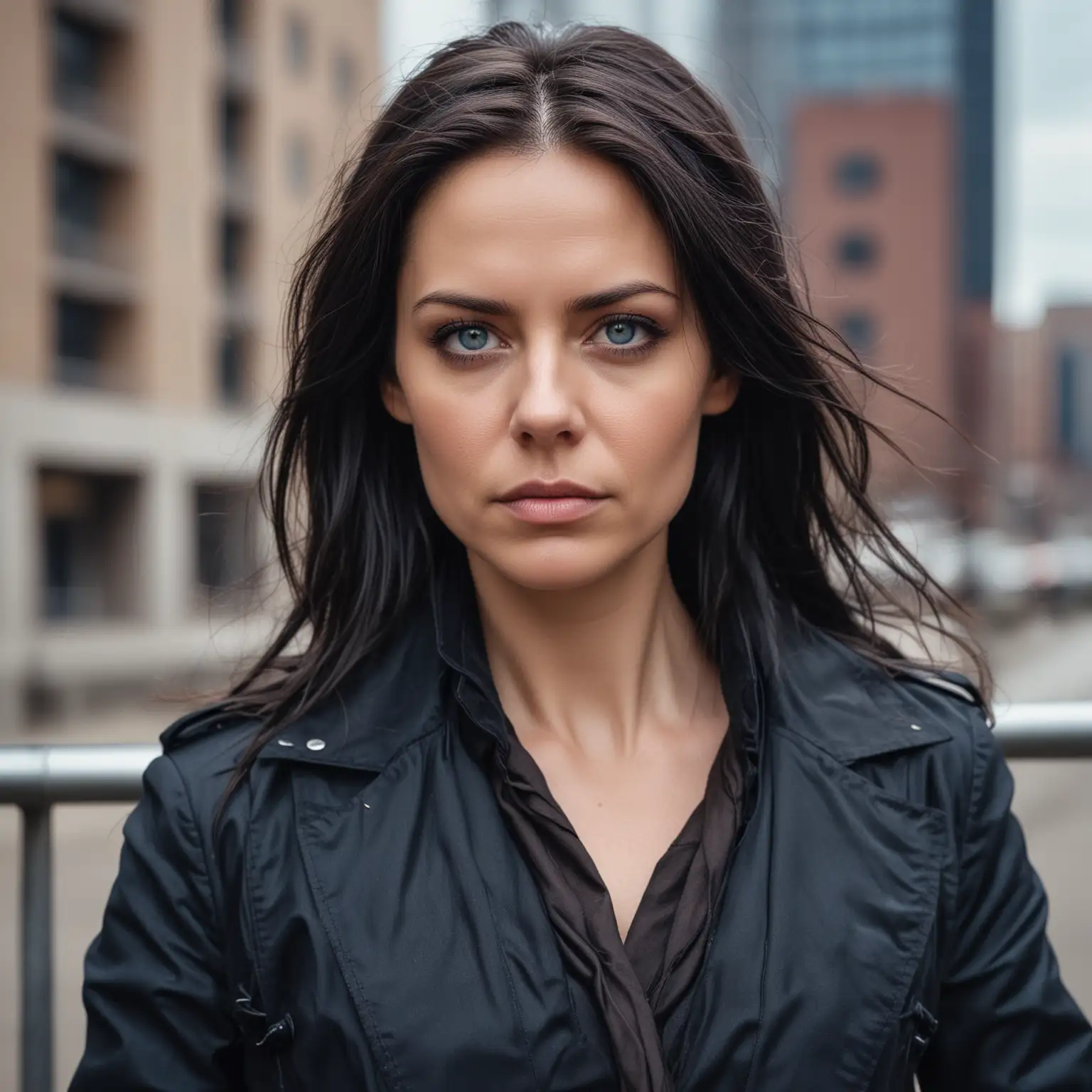 Serious Woman in Cityscape Portrait by Lee Jeffries