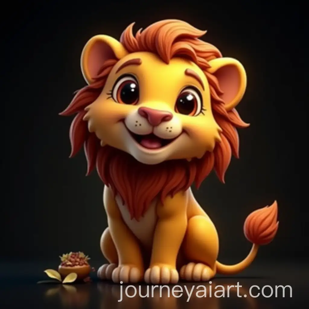 Smiling-Lion-with-Gold-Zain-Accent-on-Dark-Background