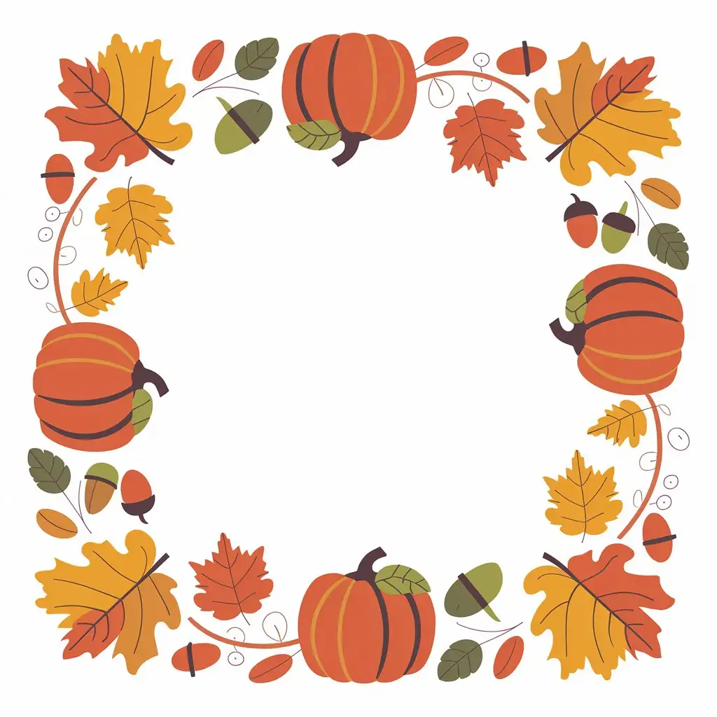 Festive Autumn Wreath with Leaves and Pumpkins