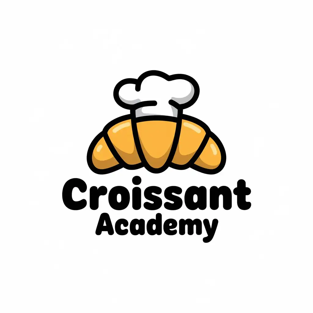 LOGO Design for Croissant Academy Playful Colorful Whimsical with Chef Hats and Expressive Characters