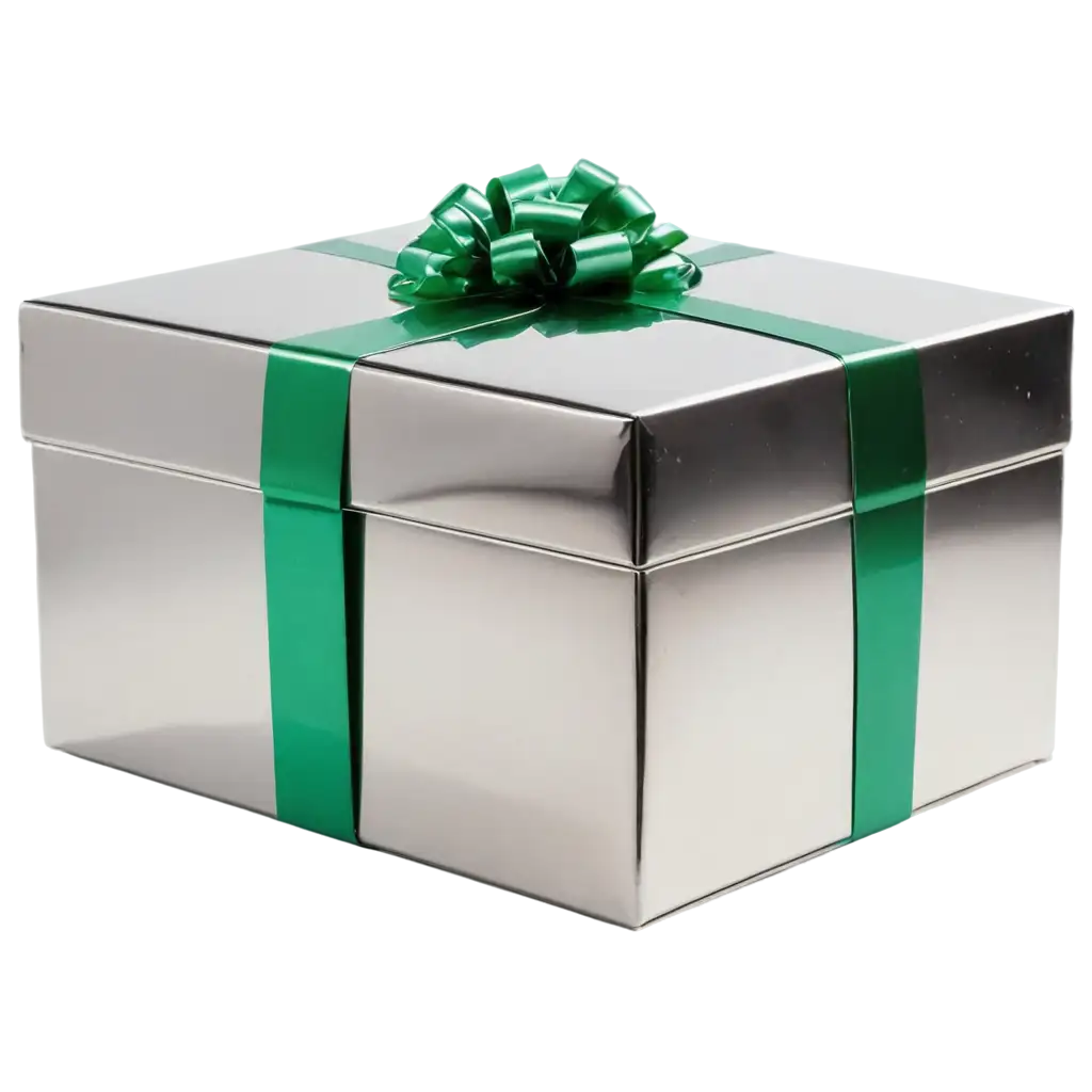 Chrome-Gift-Box-withPNG-Image-SEO-Analysis-Green-Stripes-PNG-HighQuality-Image-for-Creative-Projects