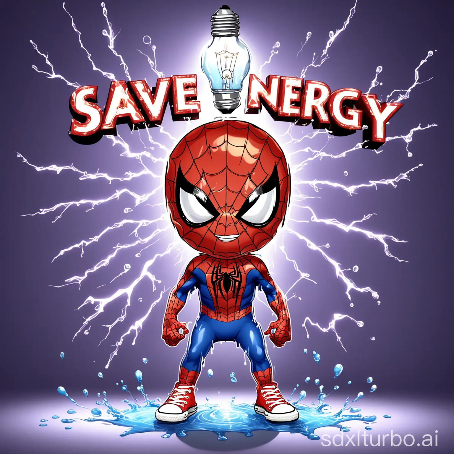 Handsome-6YearOld-Boy-in-Spiderman-Suit-Holding-Light-Bulb-with-SAVE-ENERGY-Message