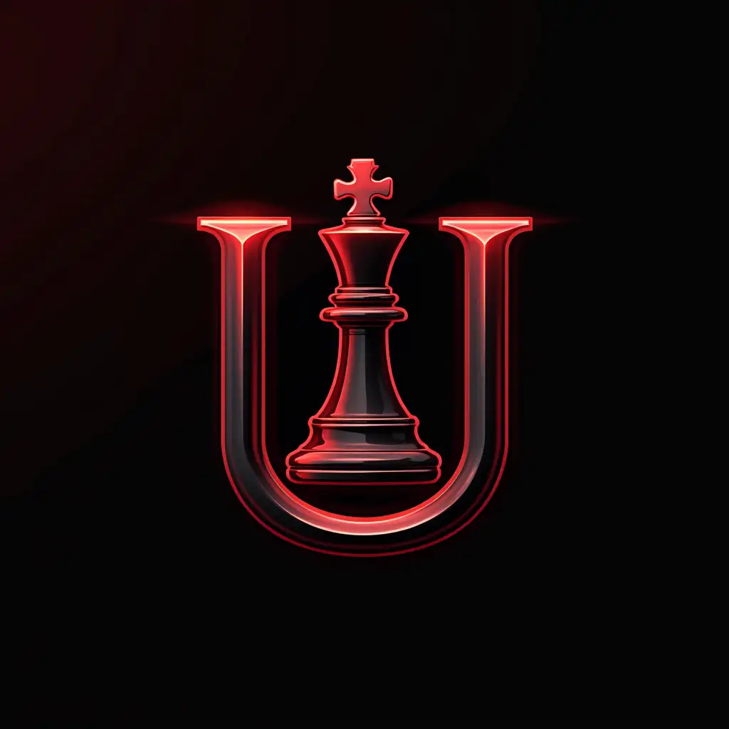 user_prompt: create an attractive highly detailed logo with the letter U, symbolizing a successful chess player and businessman in red-black colors