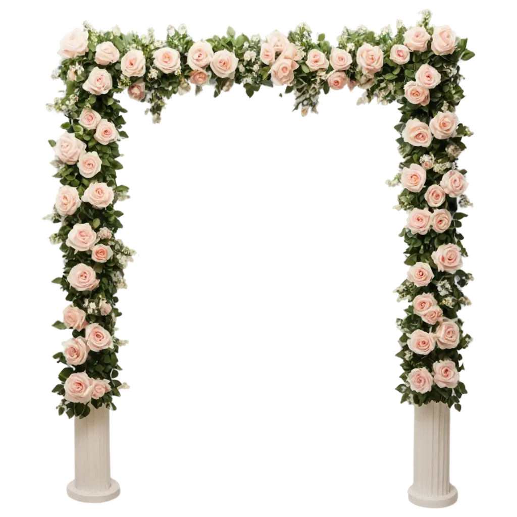 Artificial-Rose-Flowers-Arch-PNG-Image-Elegant-Rectangular-Shape-for-Design-Projects