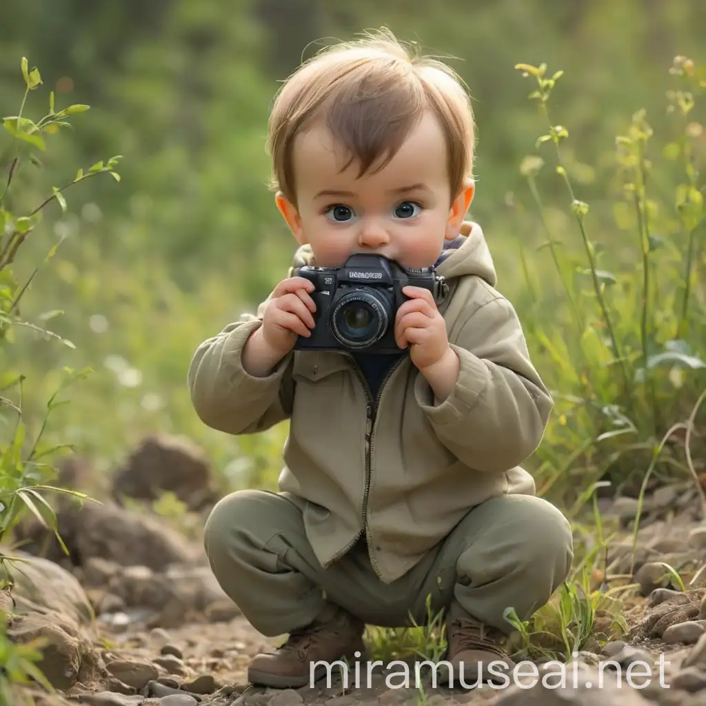 Curious Baby Boy Capturing Wildlife and Nature Scenes