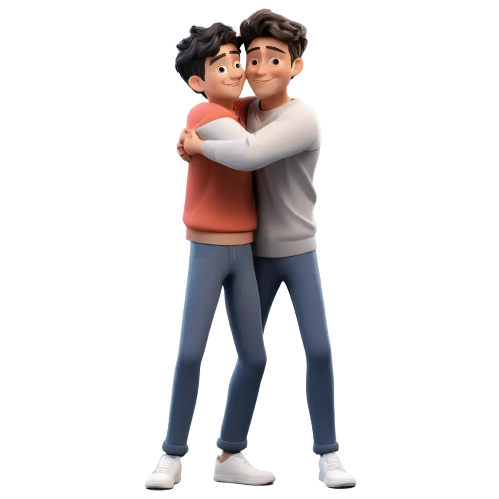 AI-Cartoon-Man-Hugging-Each-Other-PNG-Celebrate-Friendship-and-Connection