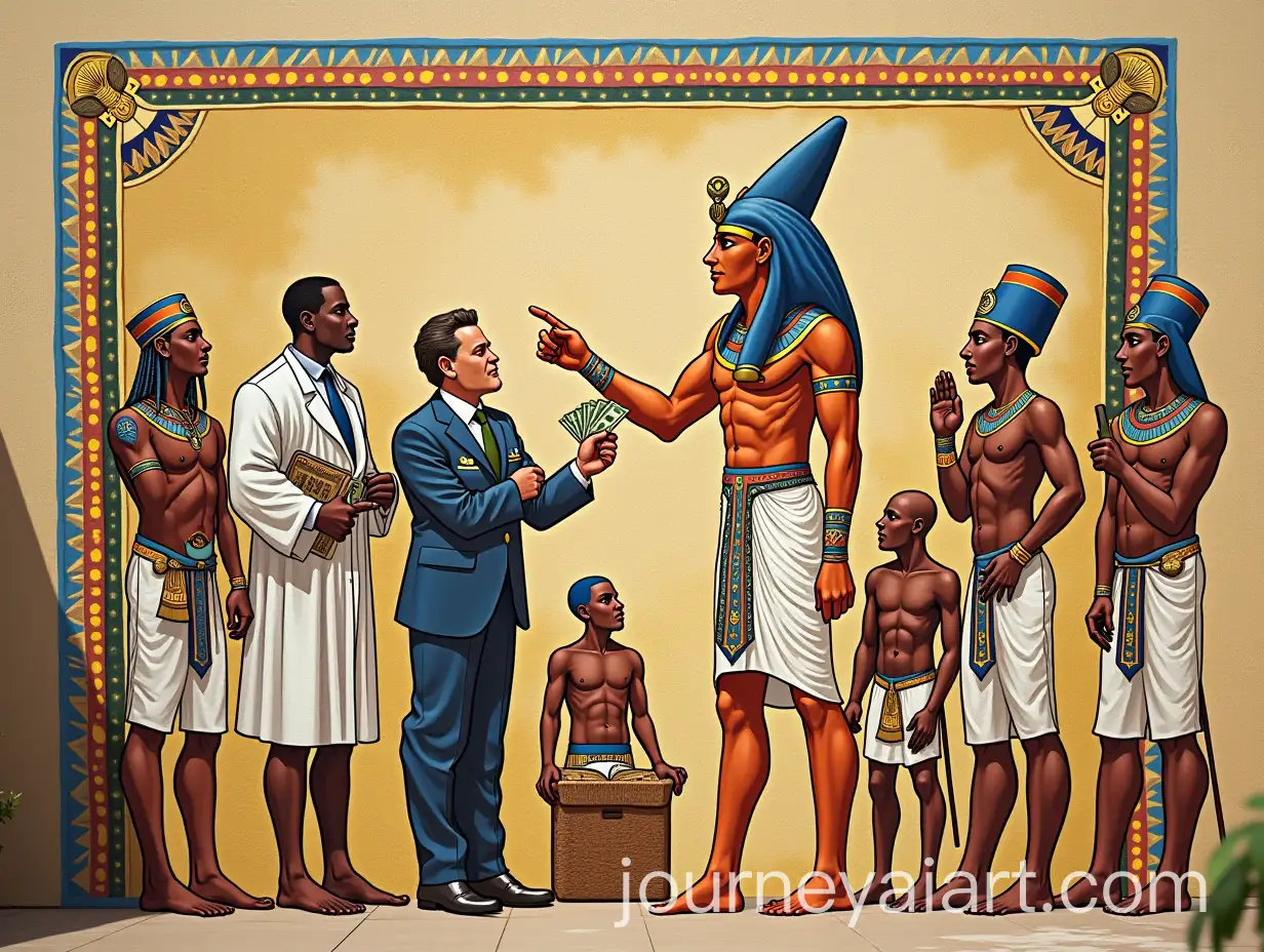 Egyptian-Mural-with-Modern-Twist-Pharaoh-Servants-and-Societal-Inequality
