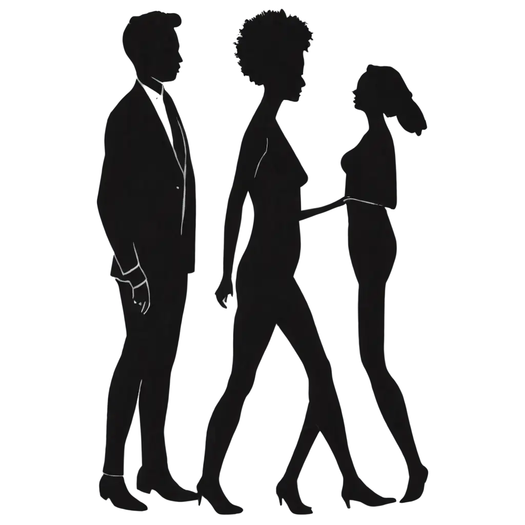 black and white vector graphic of a man and woman