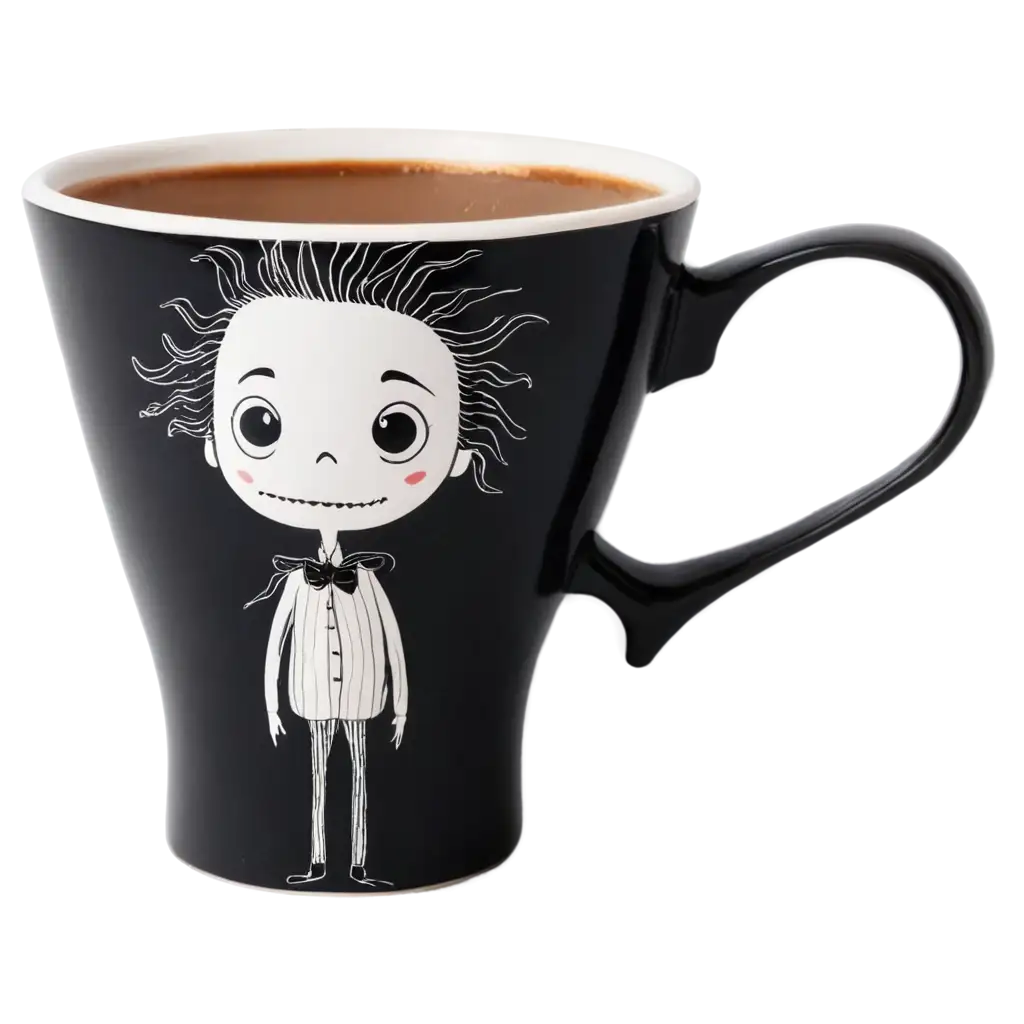 Tim-Burton-Style-Paper-Coffee-Mug-PNG-HighQuality-Transparent-Image-for-Creative-Designs
