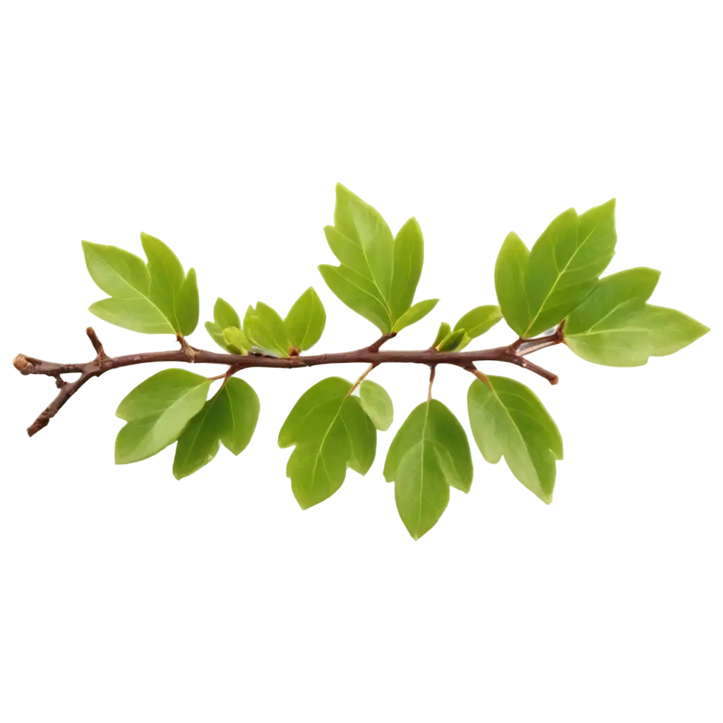 a twig with barberry leaves on an isolated white background