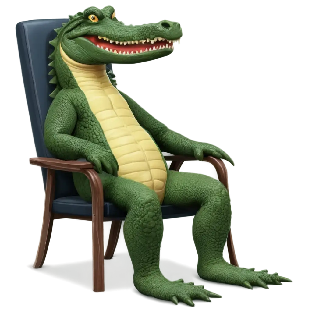 Crocodile-Sitting-on-Chair-PNG-Vector-Art-Image-for-Unique-Digital-Projects