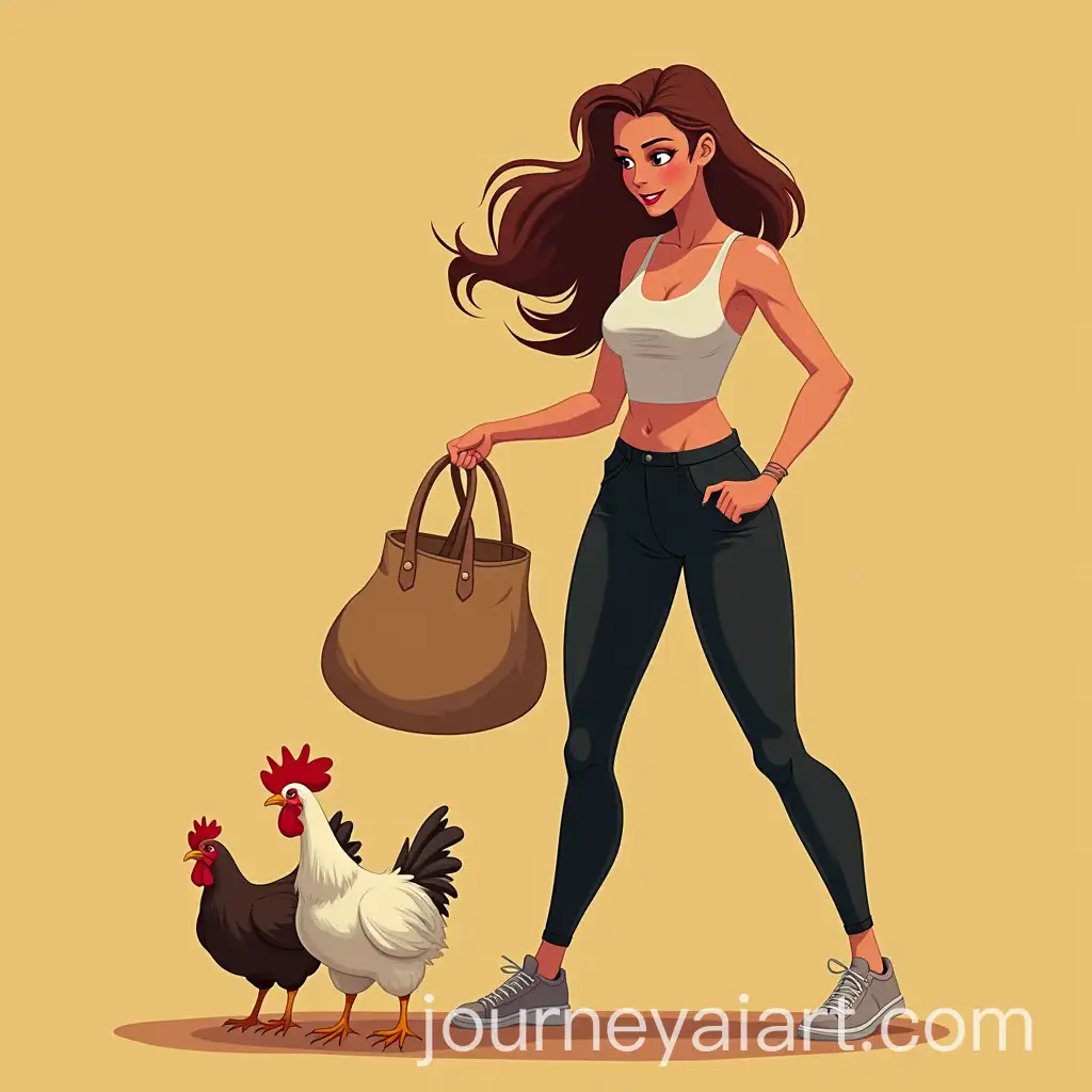 Animated-Image-of-a-Woman-in-Tight-Black-Pants-Stealing-Chickens-with-a-Large-BagAI-Image-Prompt-Expansion