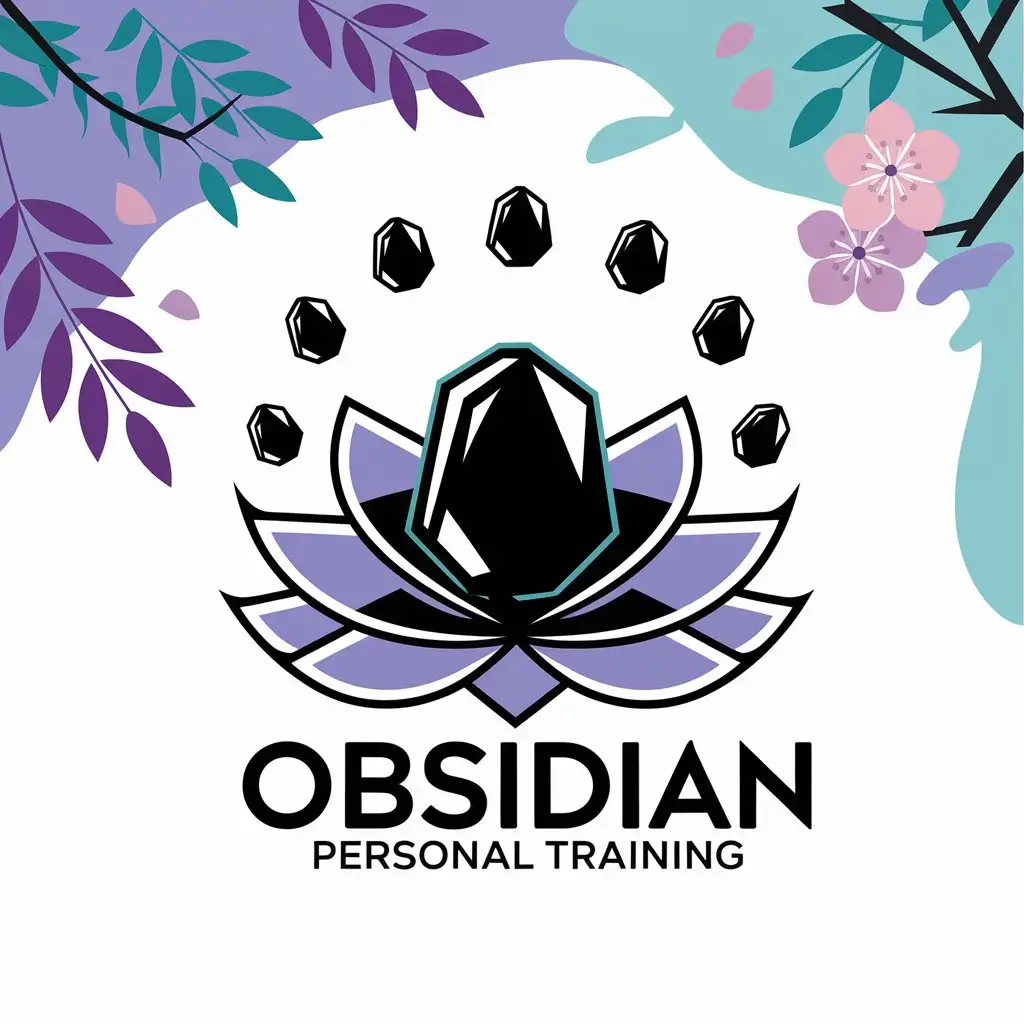 LOGO Design for Obsidian Personal Training Obsidian Stone on Lotus with Fitness Theme