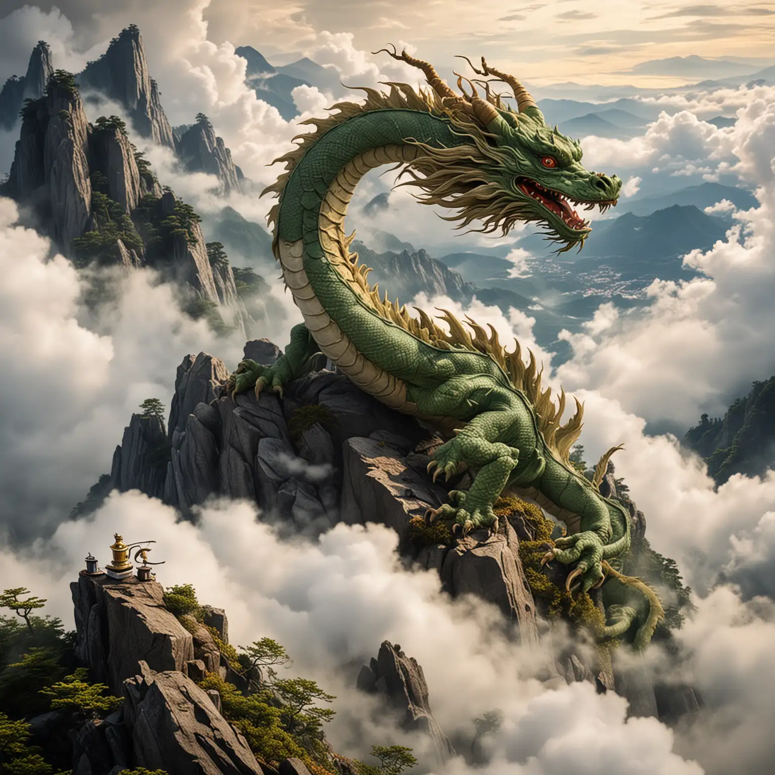 Japanese-Tea-Dragon-Flying-Above-Mountain-Clouds