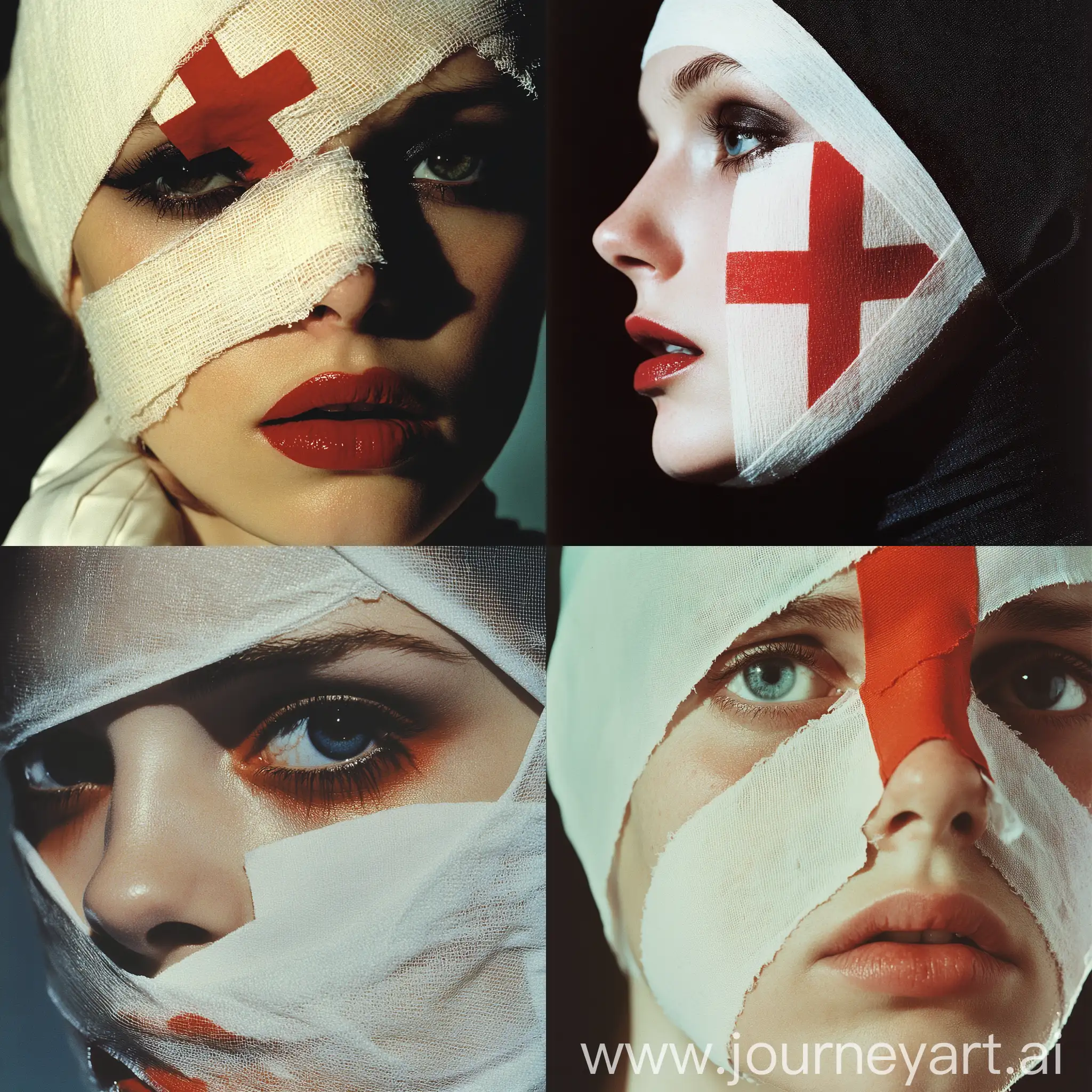 CloseUp-Portrait-with-Bandaged-Face-in-NeoDada-Style