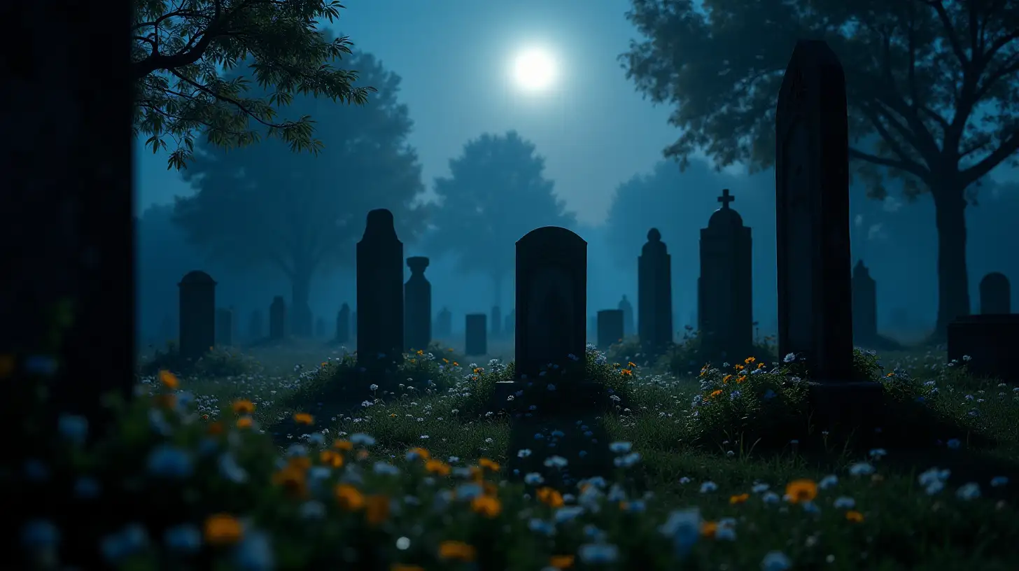 Mysterious Night at CennetlBaki Cemetery with Moonlit Jewish Graves