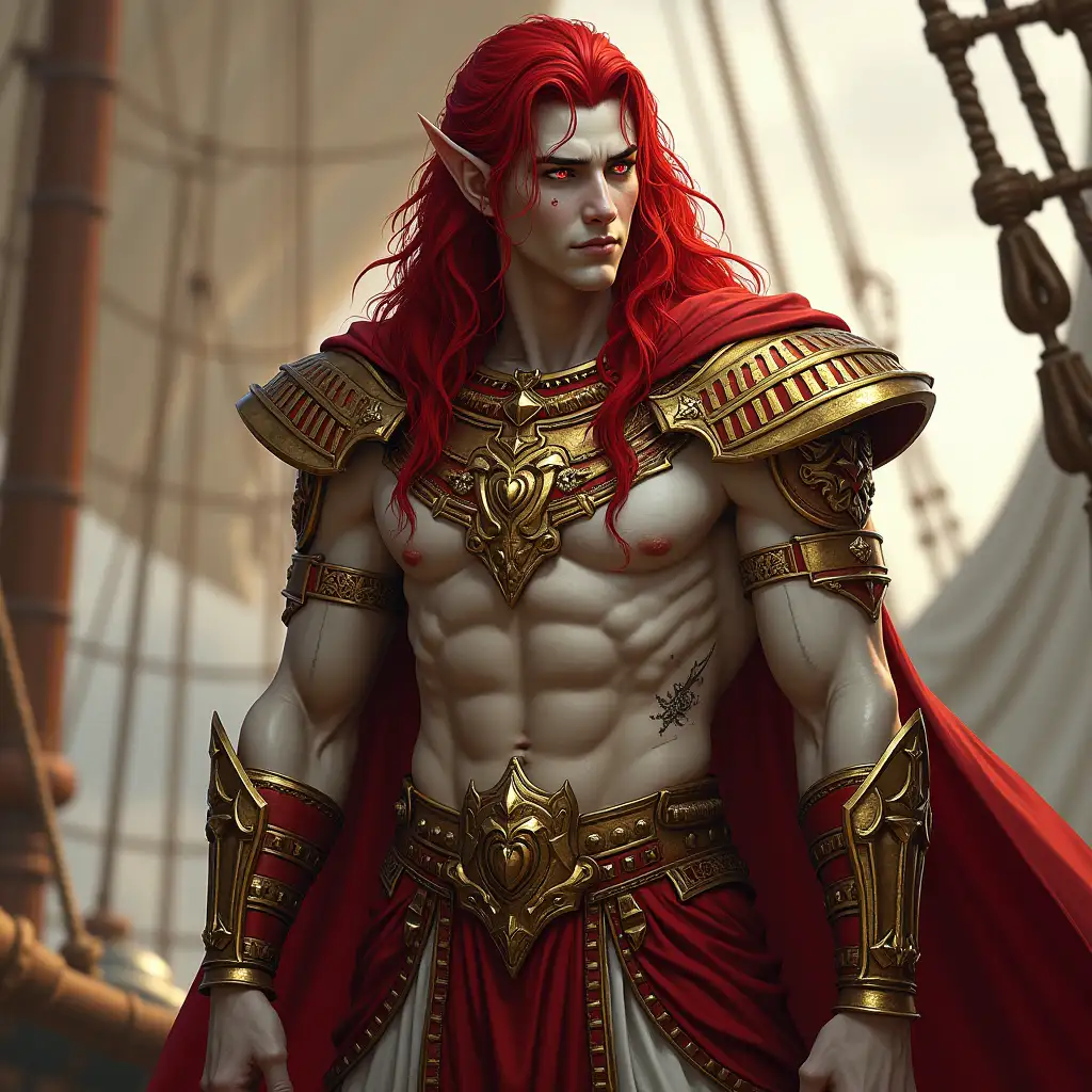 Handsome Blood Elf Male Warrior Prince on Warship Deck