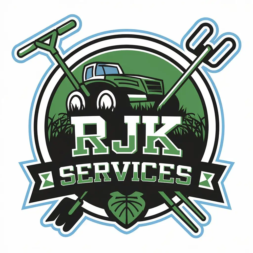 LOGO Design for RJK Services Lawn Care Landscaping with Modern and Minimalist Theme