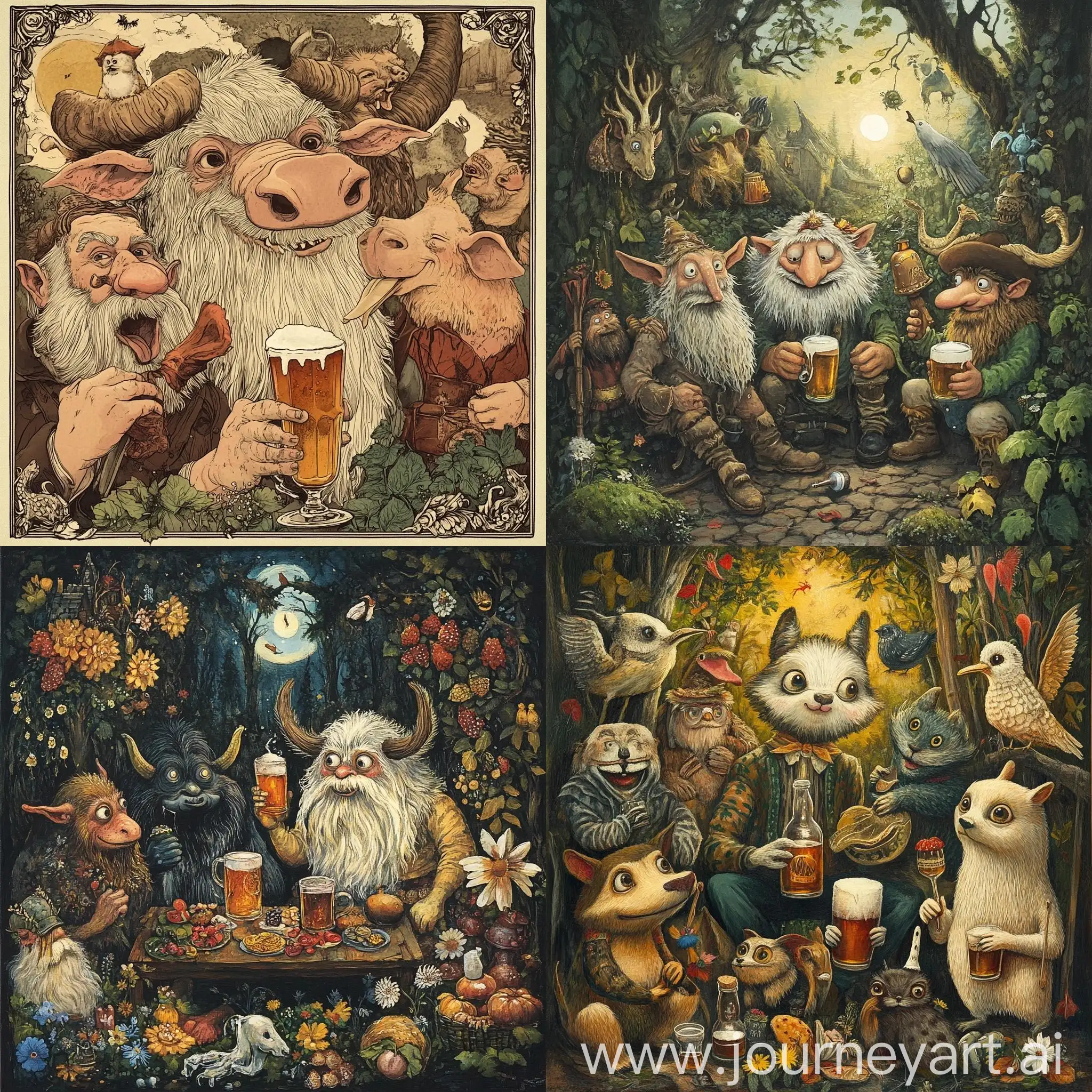 Folk-Album-Cover-Featuring-Animals-Trolls-and-Beer