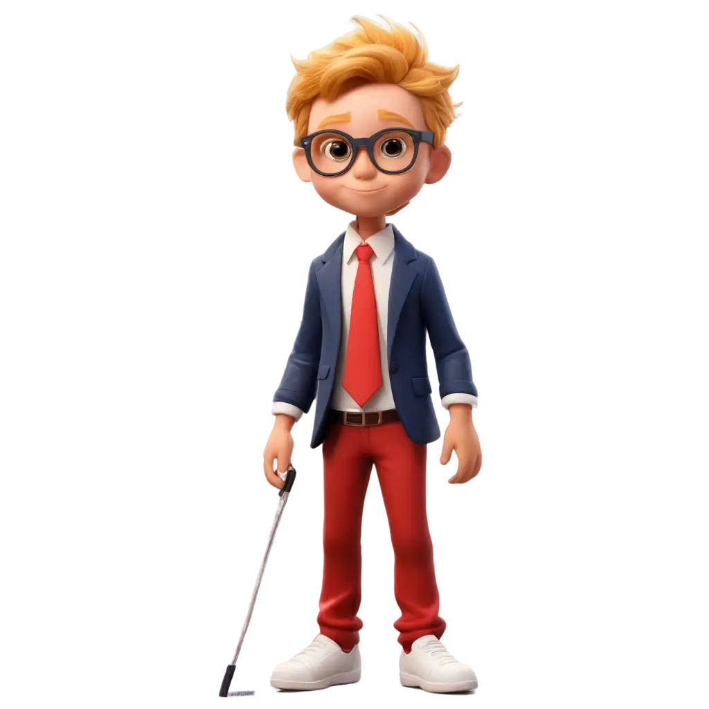 Cartoon-Little-Boy-with-Golden-Hair-PNG-Image-Red-Blazer-Red-Pants-and-Glasses