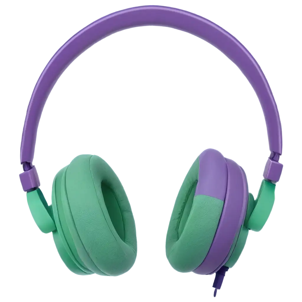 Front-Flat-Headphones-in-Green-and-Purple-PNG-Image-HighQuality-Design-for-Creative-Projects