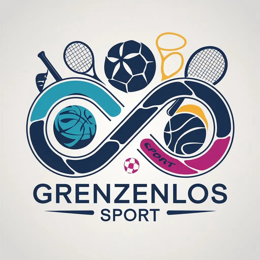 LOGO Design for GRENZENLOS SPORT Infinity Loop with Sport Gear in Blue Turquoise Magenta Yellow