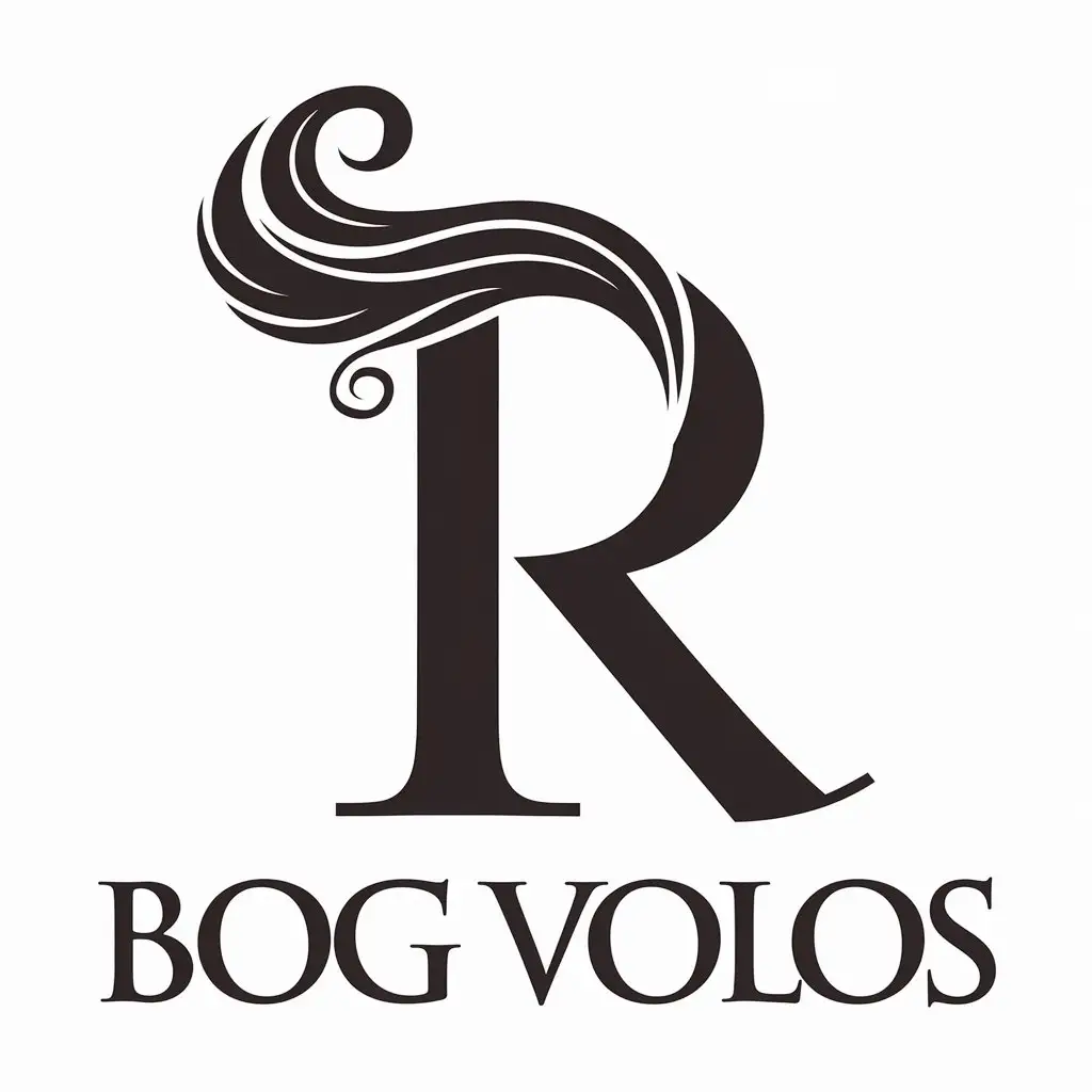 LOGO Design for BOG VOLOS Luxurious Flying R with Elegant Hair Symbol for Beauty Spa Industry