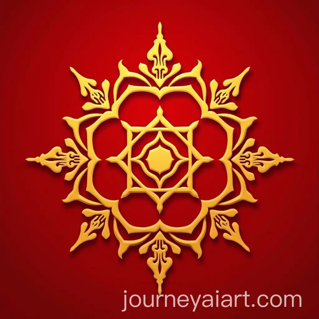 Golden-Hindu-Dharma-Chakra-VectorAI-Art-Prompt-Expansion-Art-on-Blood-Red-Background