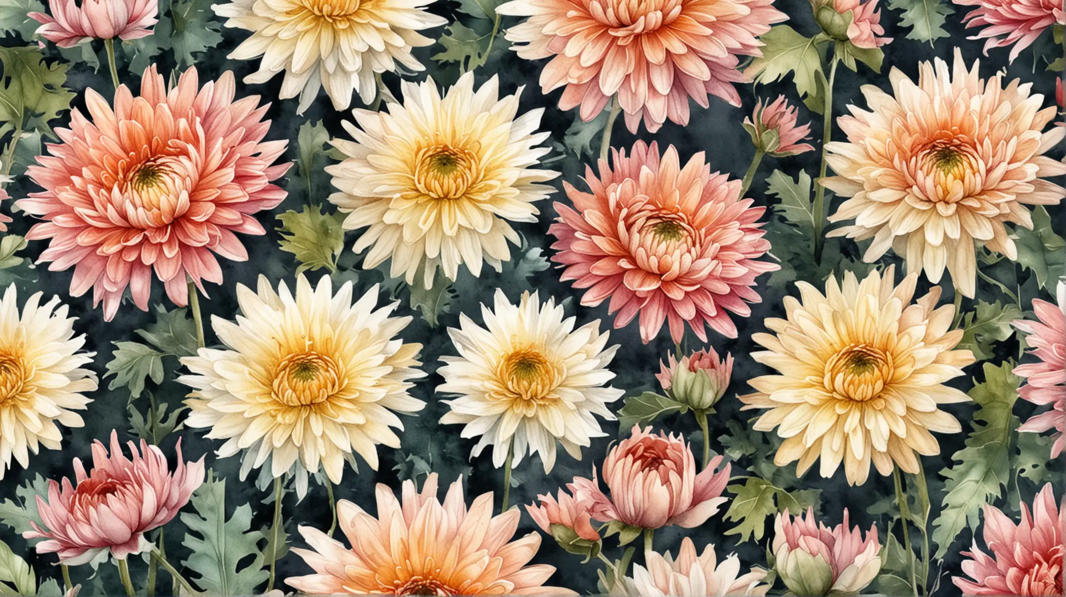 Watercolor Chrysanthemums Background