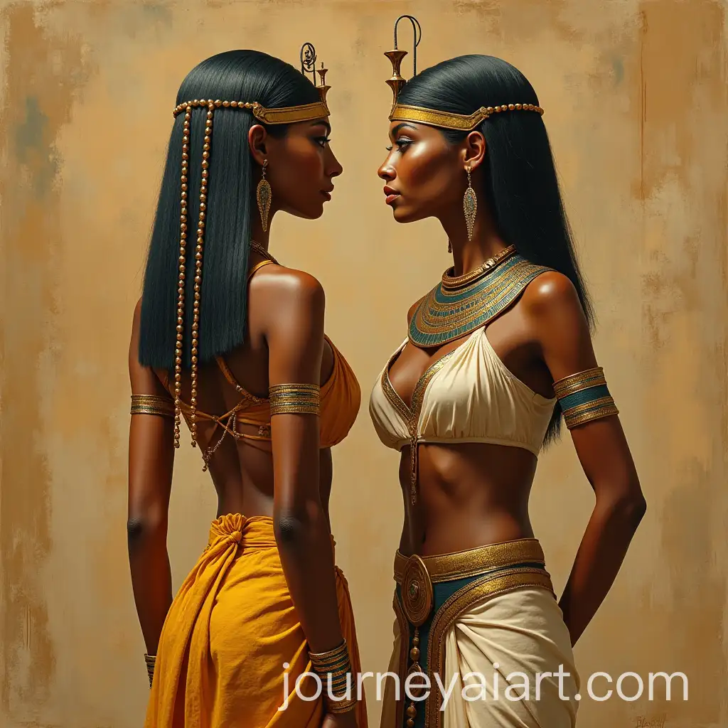 Two-Women-inAI-Image-Expansion-Pharaonic-Clothing-Poses