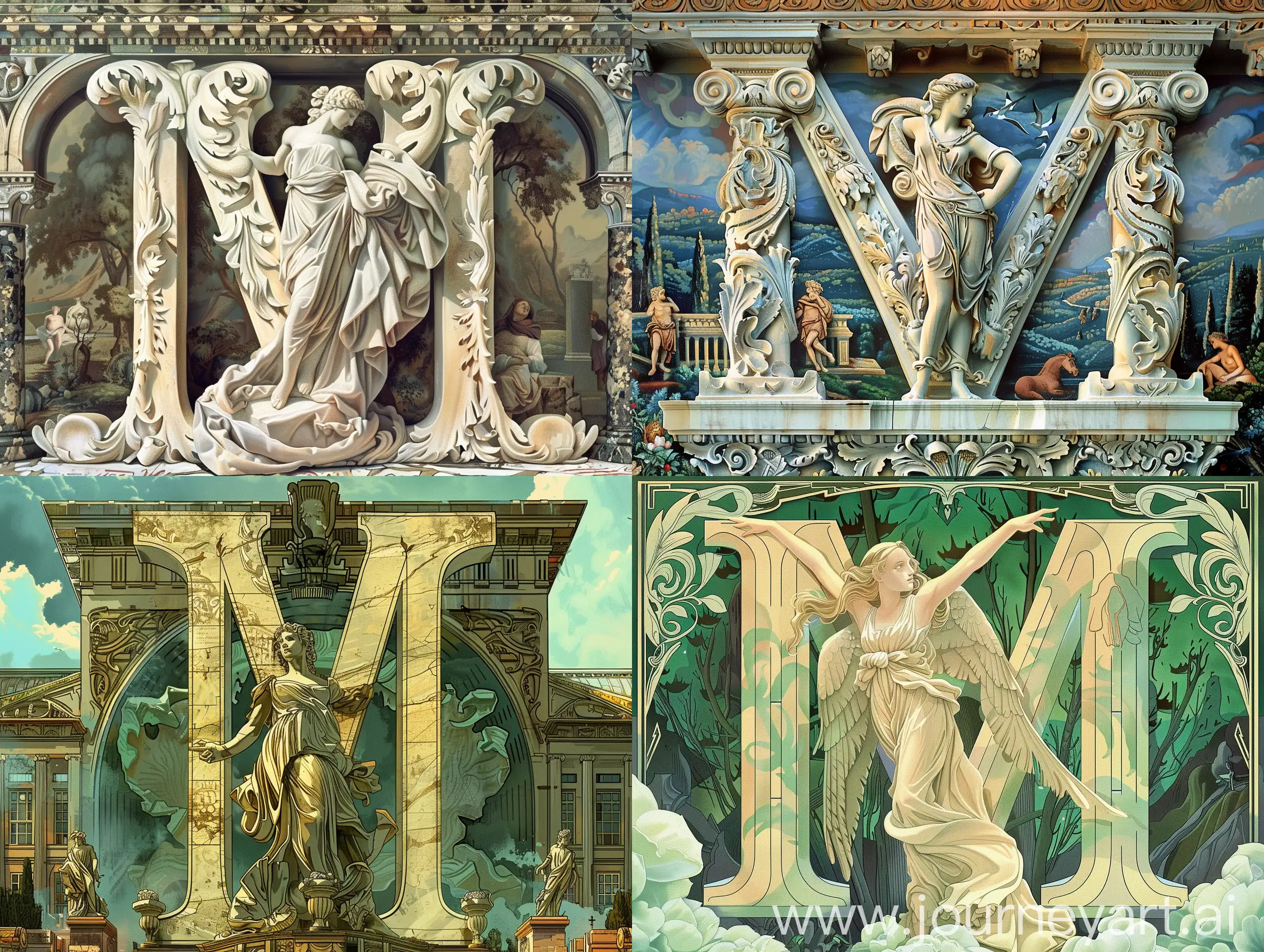 Monumental-Art-Nouveau-Letter-M-with-Scenes-from-Greek-Mythology