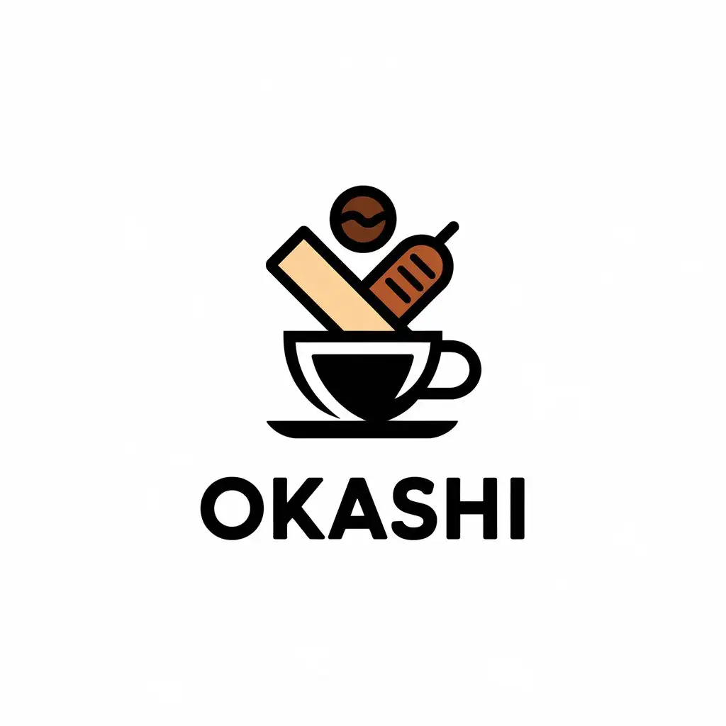 LOGO Design for OKASHI Sweets Crepe Boba Coffee Shop in Vector Style