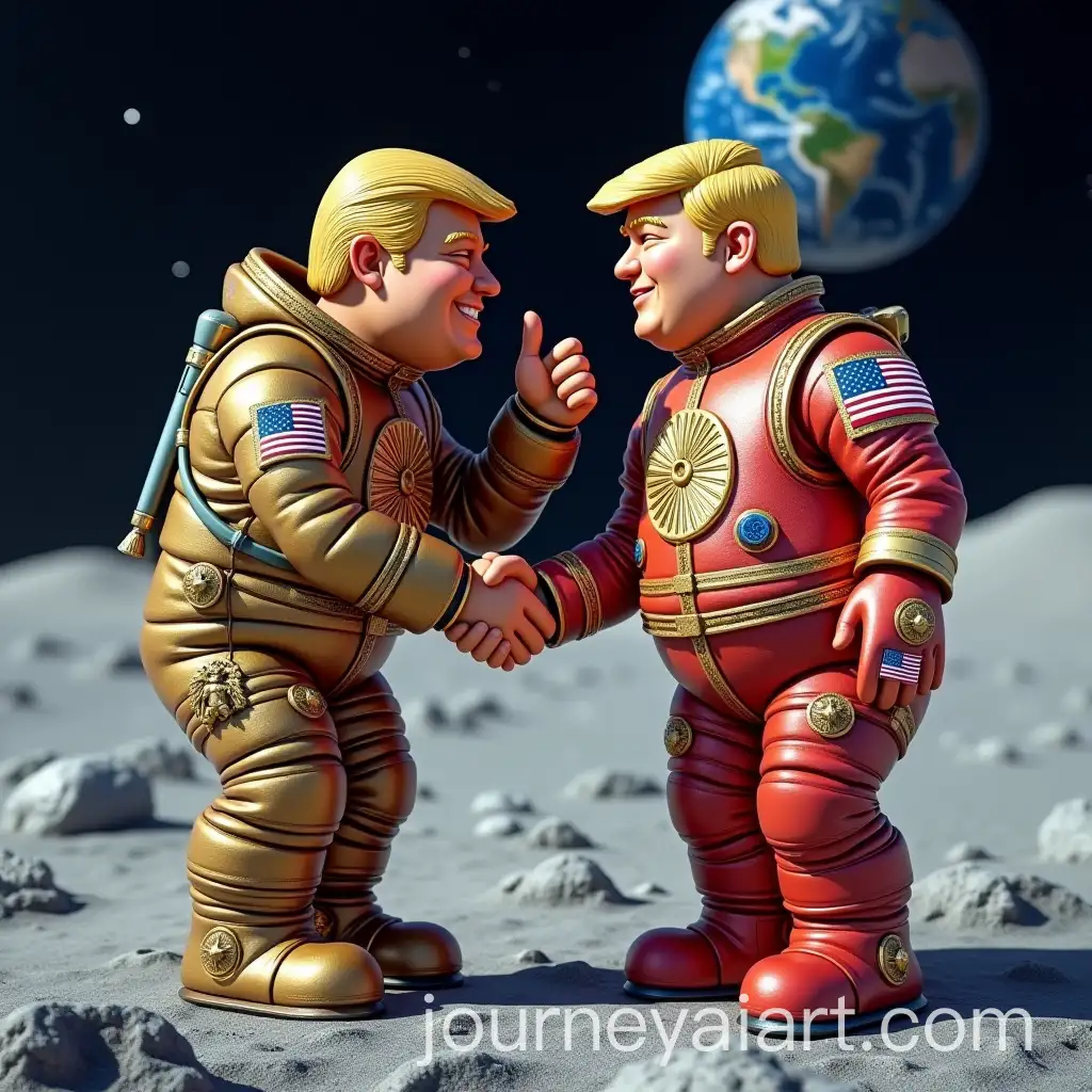 Prince-Reza-Pahlavi-and-Donald-Trump-on-the-Moon-in-Futuristic-Space-SuitsAI-Image-Prompt-Expansion-with-Flags-and-Emblems