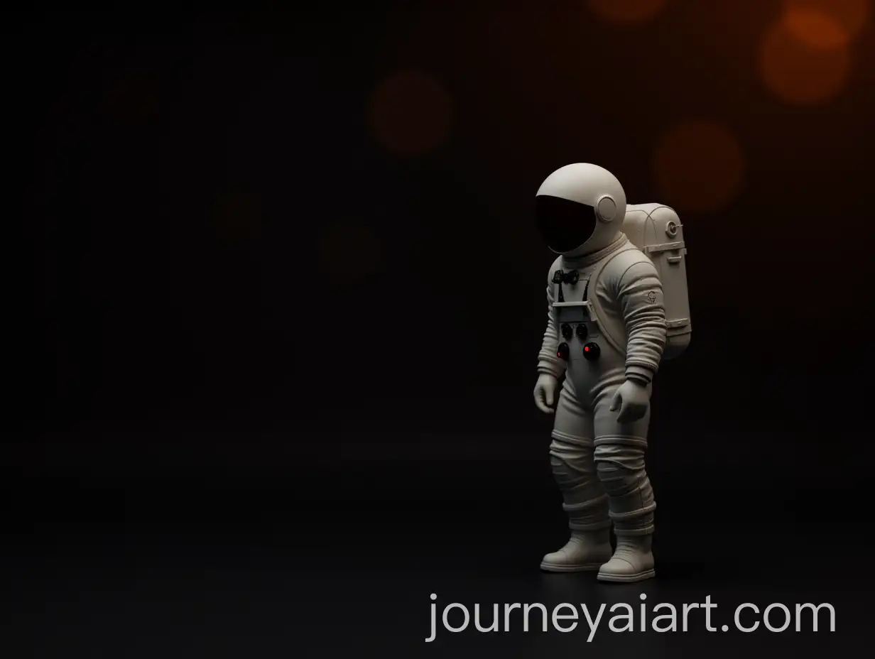 Astronaut-Standing-Against-Black-Background-with-Orange-Bokeh-Effect