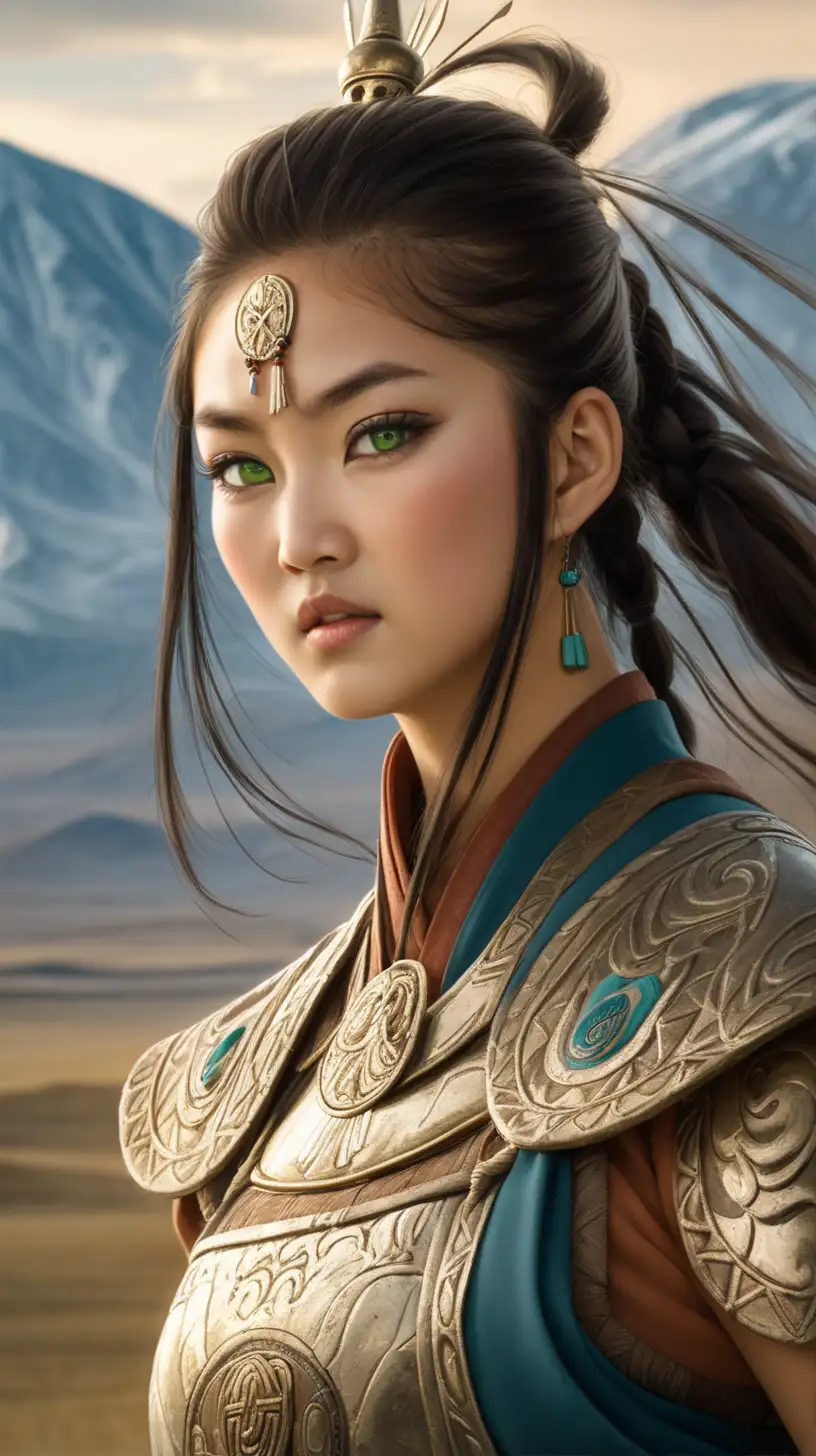 Mongolian Warrior Princess Khutulun with Fierce Gaze